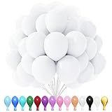 Luftballons Weiß, 100 Stück 10 Zoll Luftballons Weiß Matt, 2.2g Latex Luftballons, Luftballons...