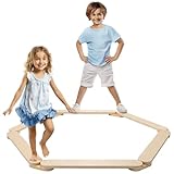 Navaris Balancierbalken für Kinder - Balance Board - Schwebebalken aus Holz - Balancieren und Kreieren - Indoor und Outdoor - Balanciersteine Kinder Turnen