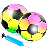 2 Stück ball kinder outdoor,PVC Regenbogen Fußball,Wasserball Fußball,9 Zoll Aufblasbaren...