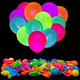 100 Stück UV Neon Luftballons Neon Glüh Party Luftballons UV Schwarzlicht Luftballons leuchten im...