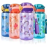 SUPPRUI Trinkflasche Kinder, 600ml Kindertrinkflasche mit Strohhalm, BPA-freie...