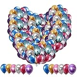 100 Stück Bunt Metallic Luftballons Set,5 Zoll Glänzendes Luftballons Helium, Latexballons...